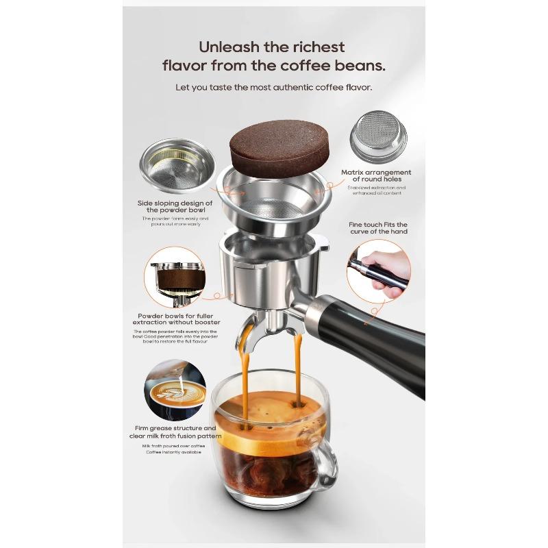 HiBREW H10A Semi-Auto Espresso Machine - 20Bar Pump (Rich Crema), 58mm Portafilter, Temp Adjustable, Stainless Steel, Cold/Hot for Home/Office