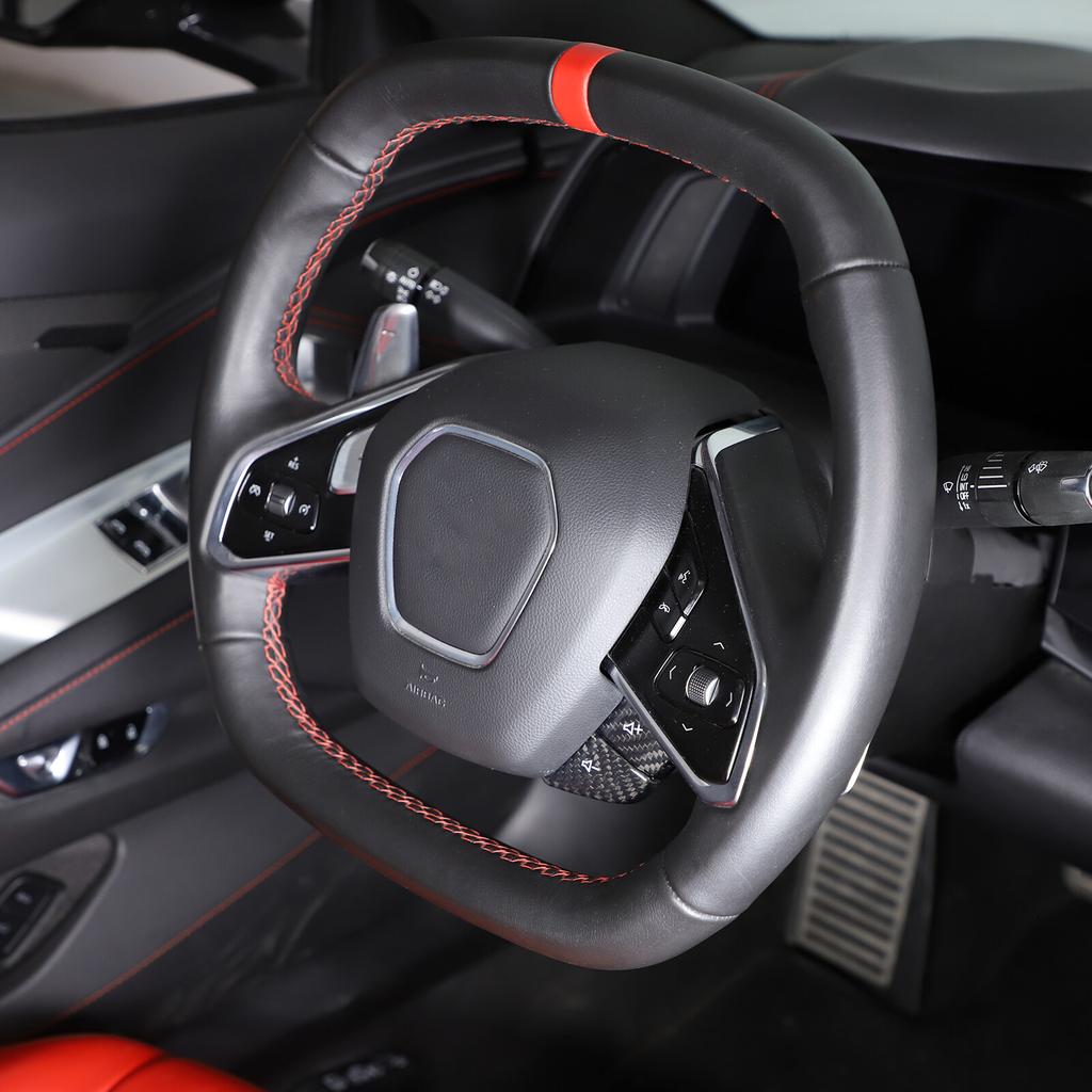 Real Carbon Fiber Steering Wheel Volume Button Cover For Corvette C8 20-25 US