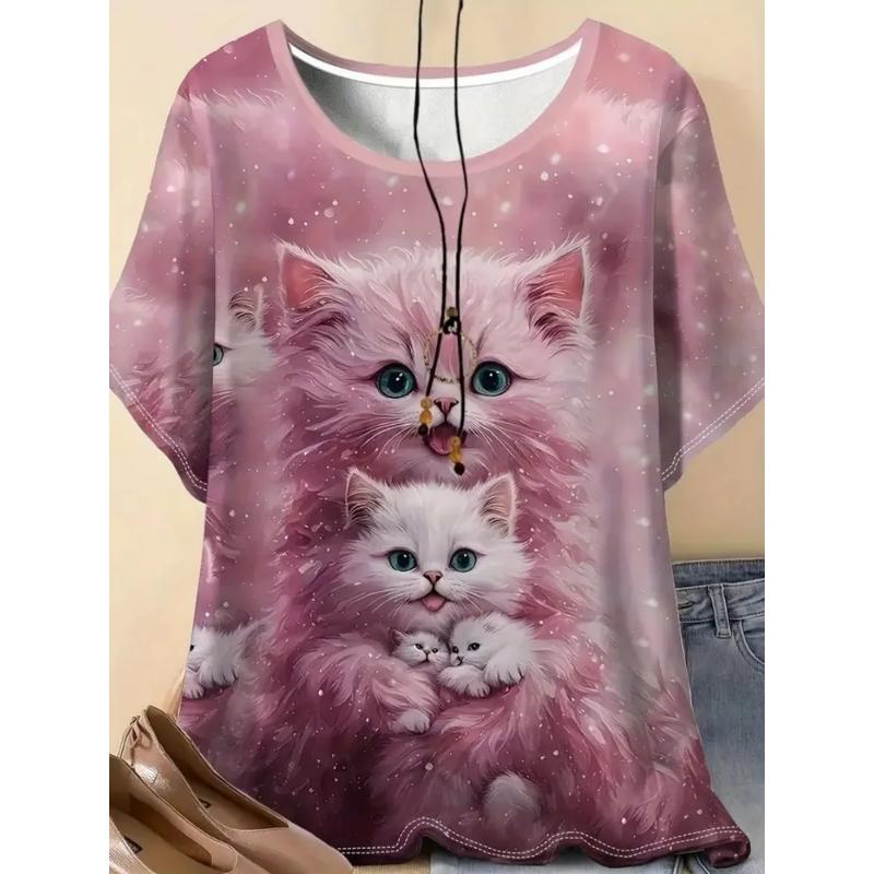 Модная женская футболка с круглым вырезом, коротким рукавом, животным, 3D-печатью животных, повседневные топы, удобные полиэстеровые футболки
