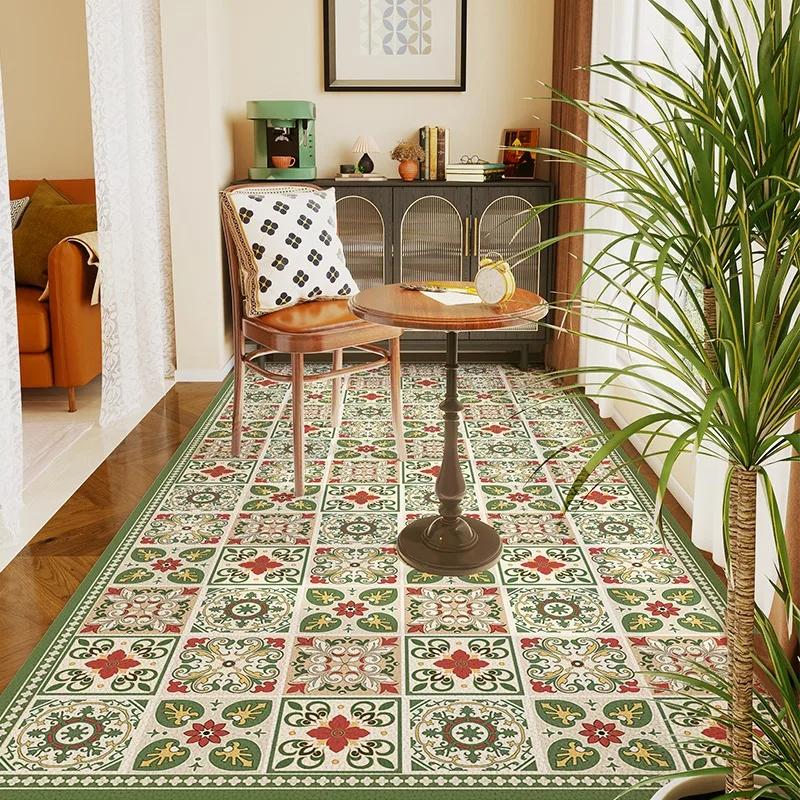 Большой коврик для пола на балконе из ПВХ кожи, водонепроницаемый, нескользящий, длинный ковер, ковры в американском стиле для украшения дома, коврики для кухни