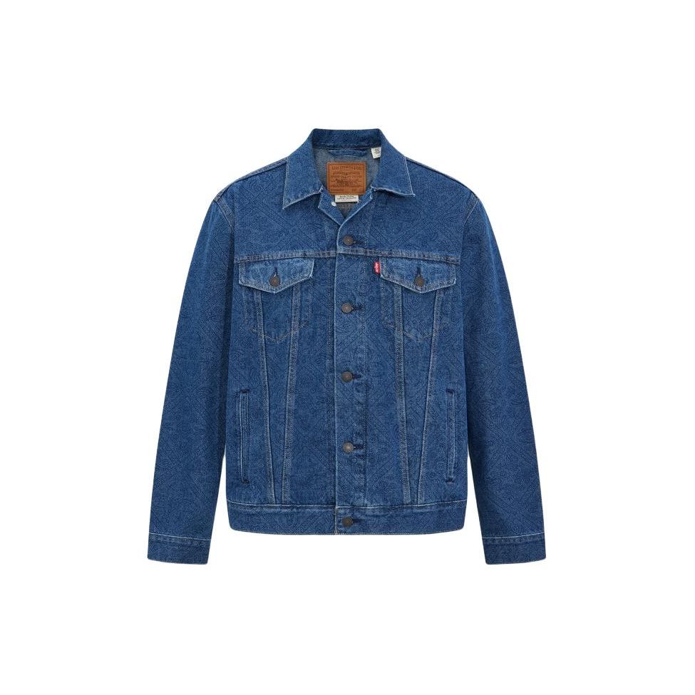 Джинсовая куртка Levis однотонная, удобная, с длинным рукавом, мужская, синяя 72334-0408
