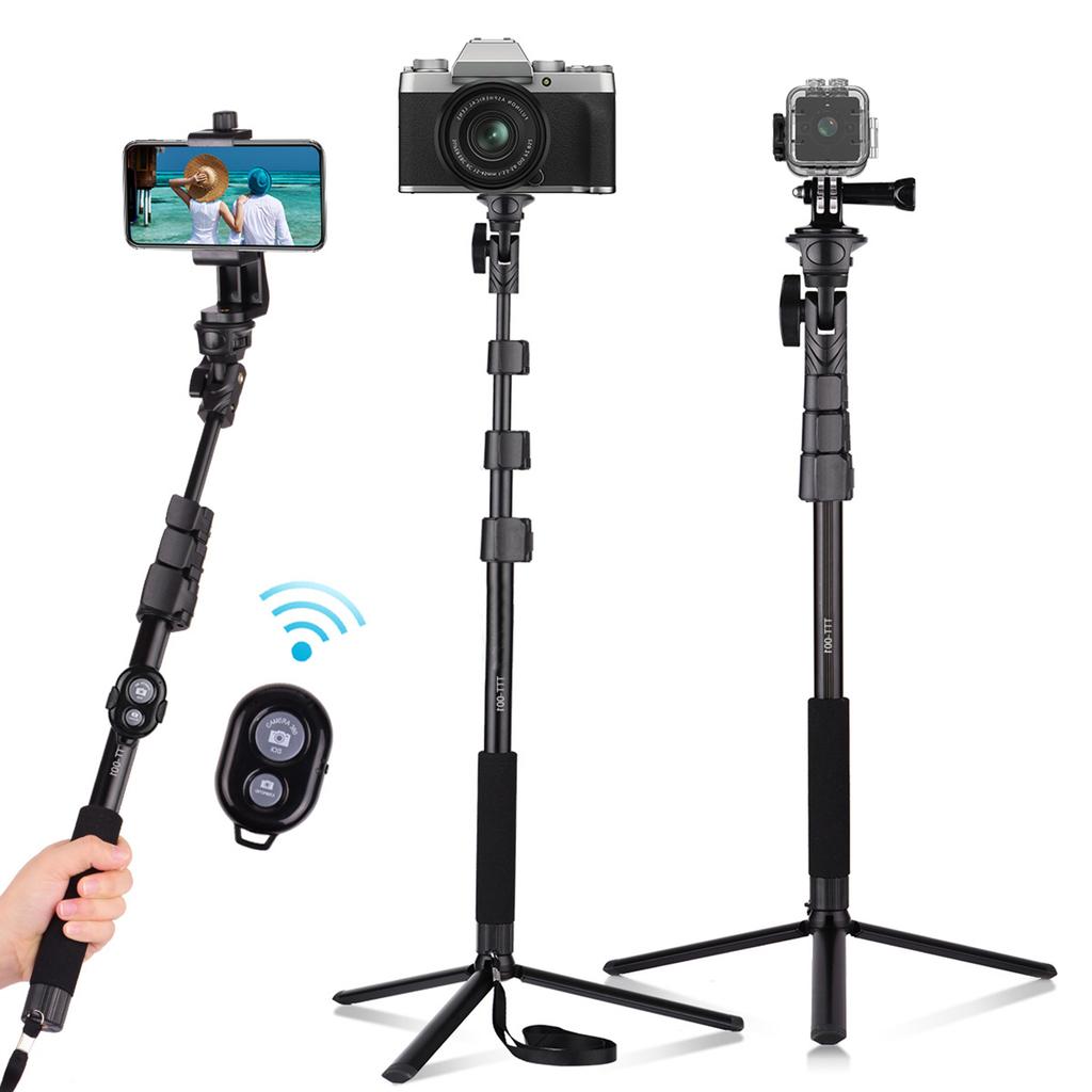 54 inch Extendable Selfie Stick Tripod Stand Aluminum Alloy with Detachable Desktop Tripod Phone Holder Sports Camera