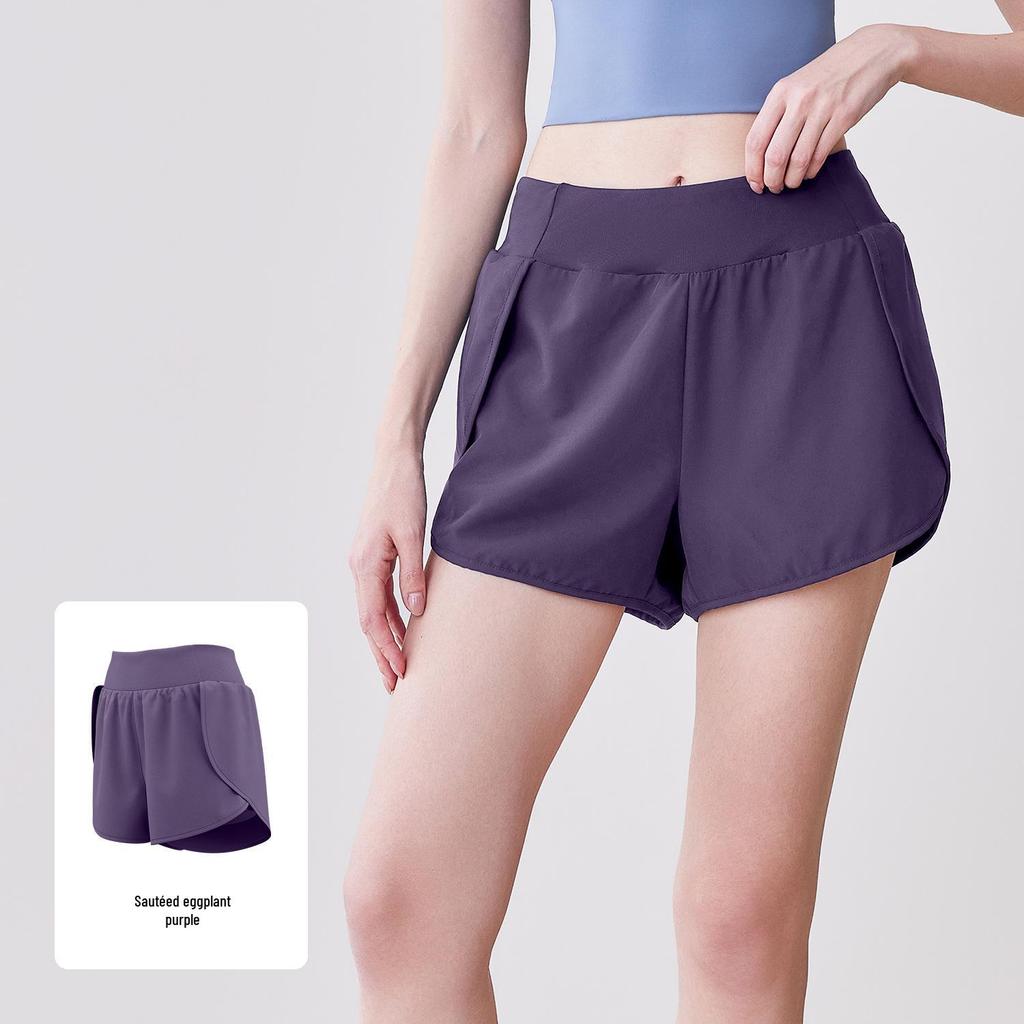 Juyitang Women's Anti-Exposure Running & Yoga Shorts with Side Pockets