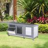 Winterproof wooden rabbit hutch, 112x50x54 cm, with bitumen roof, 2 doors, metal mesh, suitable for rabbits and guinea pigs, outdoor, grey and black