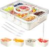 Snackle Box Container,Portable Snack Box 8 Compartment Divided Serving Tray with Lid and Handle,Clear Storage Organizer for Fruit Candy Nuts Veggie