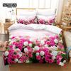 Beautiful Flowers Bedding Set, 3Pcs Duvet Cover Set, Soft Comfortable Breathable Duvet Cover, For Bedroom Guest Room Decor