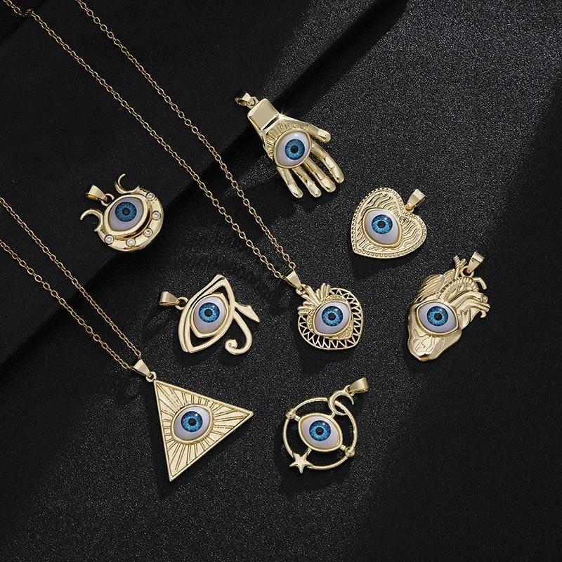 Модное турецкое ожерелье Lucky Evil Eye, женское 8 стилей, голубые глаза, женский шарм, модное эмалированное ожерелье в форме сердца в форме пальмы, ювелирные изделия