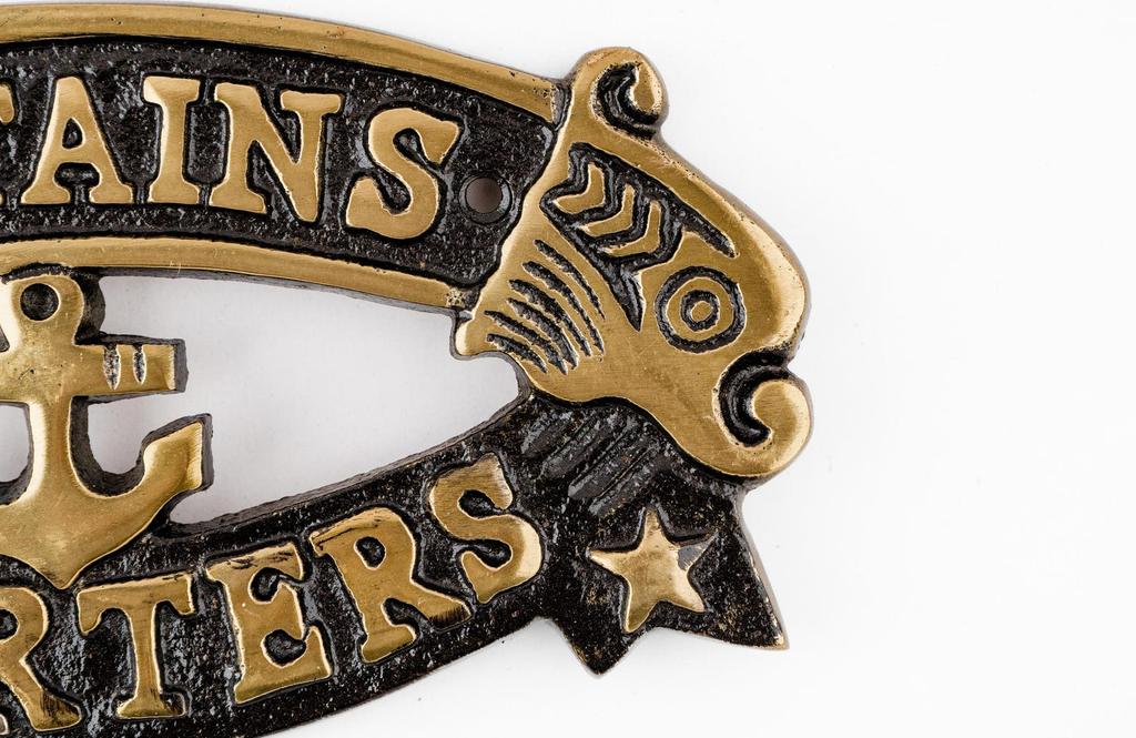 Antique Brass Captain's Quarters Sign – Vintage Nautical Maritime Wall Decor