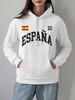 España Flag Number 10 Prints Hoodies Womens Comfortable Loose Sweatshirts Winter Fleece Warm Pullovers Basics Pocket Clothes