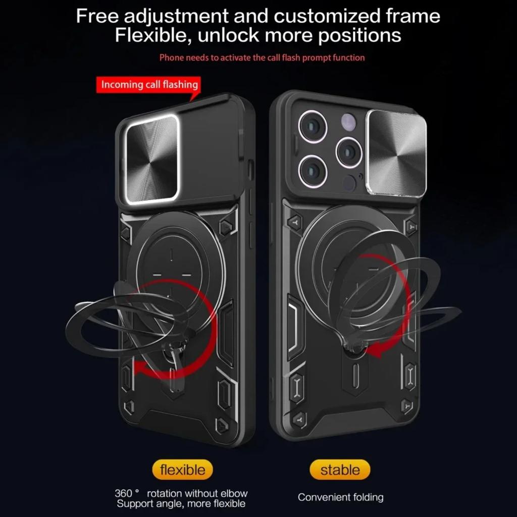 Чехол для iPhone 15 14 13 12 11 Pro Max 15 Plus XR XS 8 7 Slide Camera Protection 360 Rotate Kickstand Armor Ring Cover