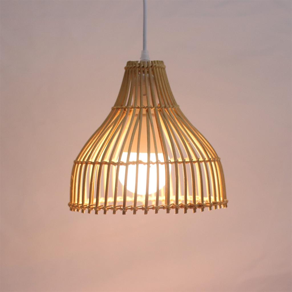 Pendant Light Rattan Weave Chandelier Rattan Boho Bamboo 24CM Lampshade Vintage Ceiling Lamp Decoration Ceiling Light for Home