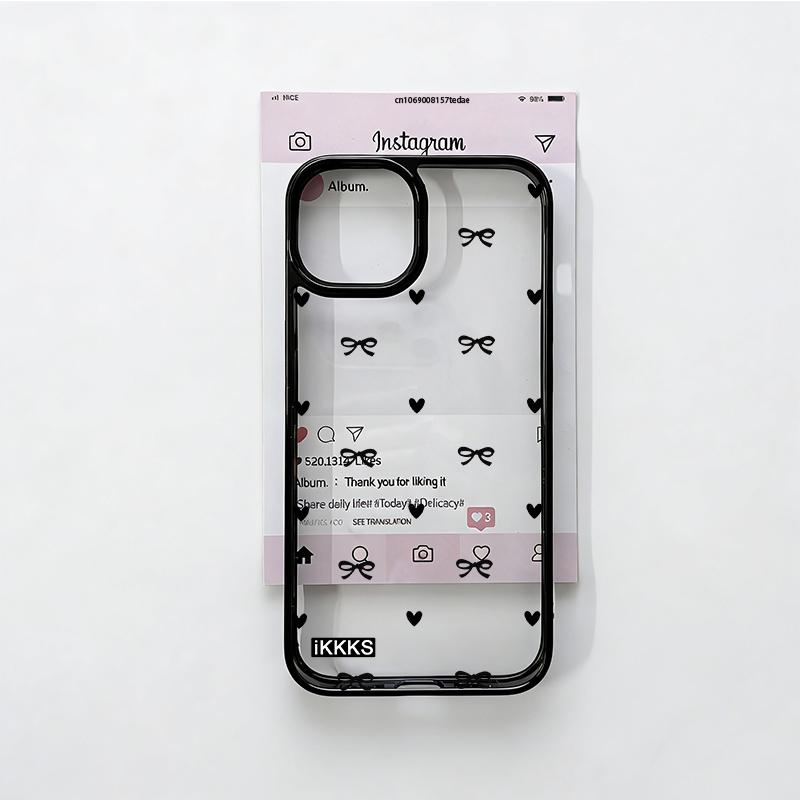 Простой Корейский Милый Розовый Бант Чехол Для Телефона Для iPhone 15 16 13 17 14 Pro Max 12Mini 11 XR 7 8Plus Сердце Прозрачный Жесткий Чехол Сумка