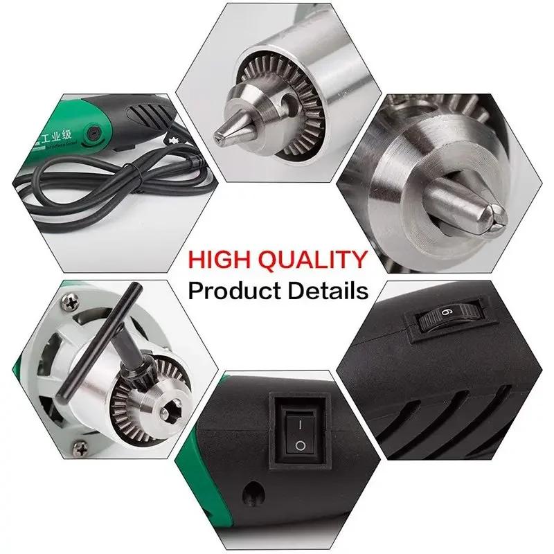 Миниатюрный гравер 500 Вт, электрическая дрель высокой мощности, гравировальный вращающийся инструмент, 6-уровневая регулируемая скорость, мини-шлифовальный станок для пробивки отверстий