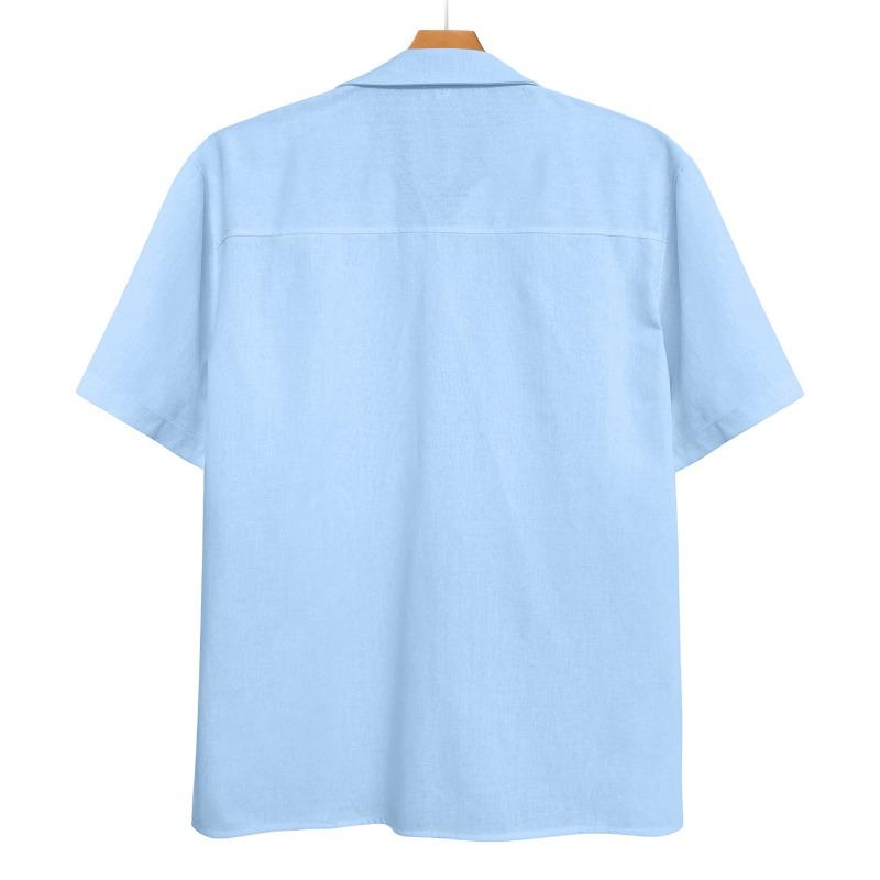 Мужская льняная рубашка с коротким рукавом, летняя тонкая свободная льняная рубашка для пляжа, отдыха на открытом воздухе, повседневная одежда