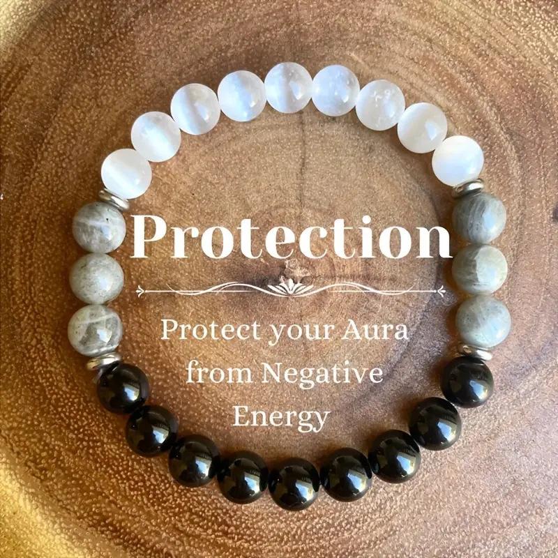 Natural Stone Agate Beaded Bracelet 8mm Men's and Women's Texture Protection Bracelet Valentine's Day Jewelry Accessories Gift