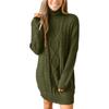 Solid Colour Long High Neck Sweater Dress Slim Versatile Knitted Dress Women's Models