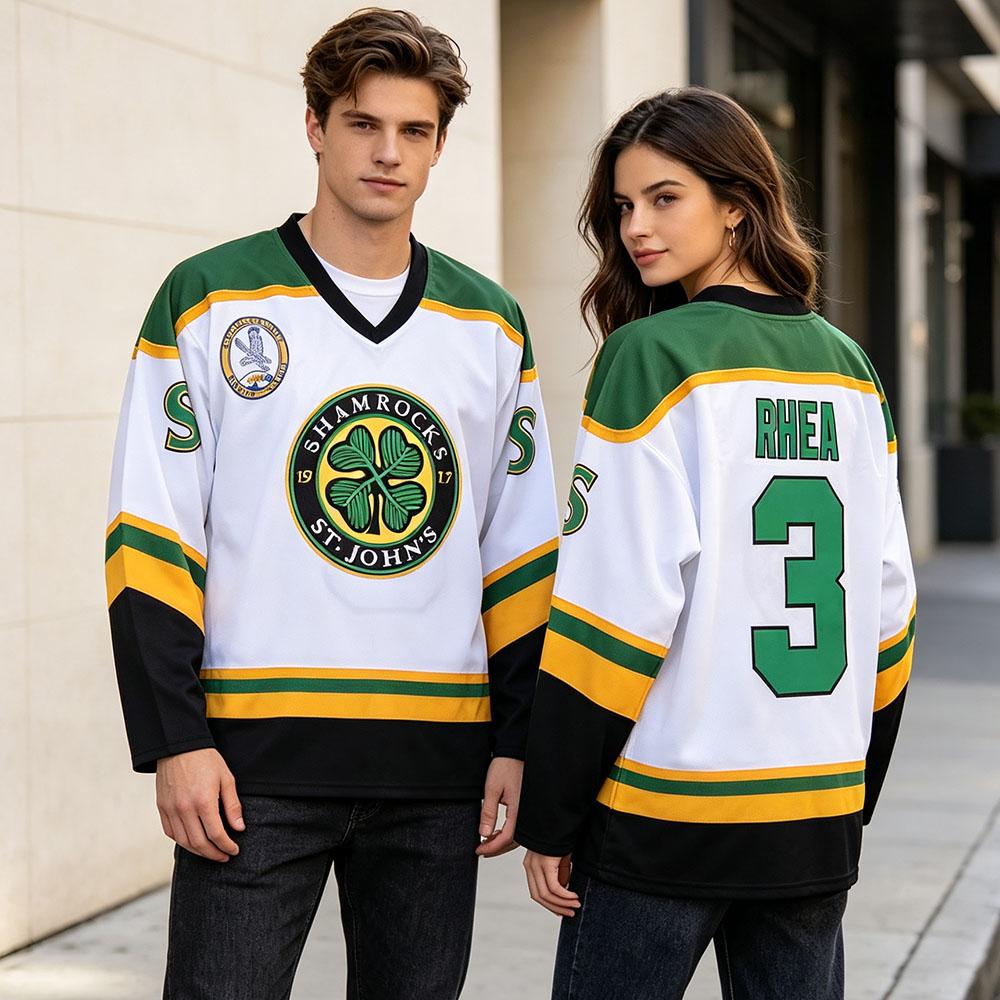 Men Women Clothing Movie Goon Ross The BOSS ST John's Shamrocks #3 RHEA Hockey Jersey Unisex Streetwear Graphic Print Merch Tops