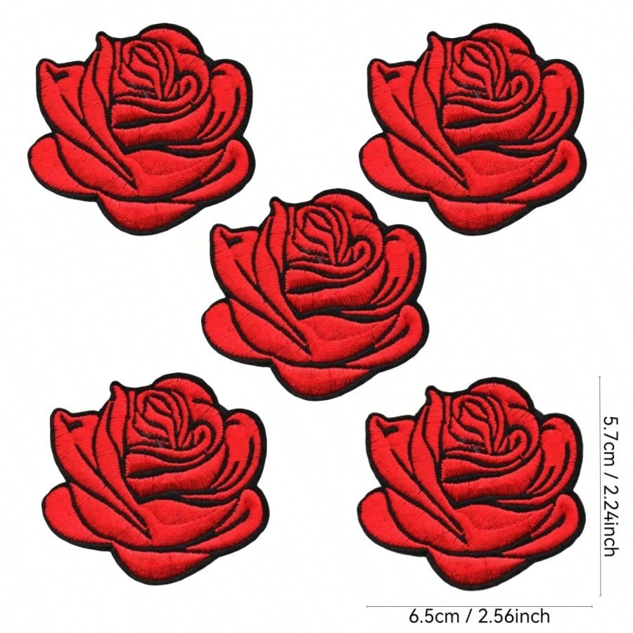 1pcs Roses Decals Flowers Clothing Accessories Embroidered Applique Iron On Patches For Jackets, Sew On Patches For Clothing Backpacks Jeans T-Shirt
