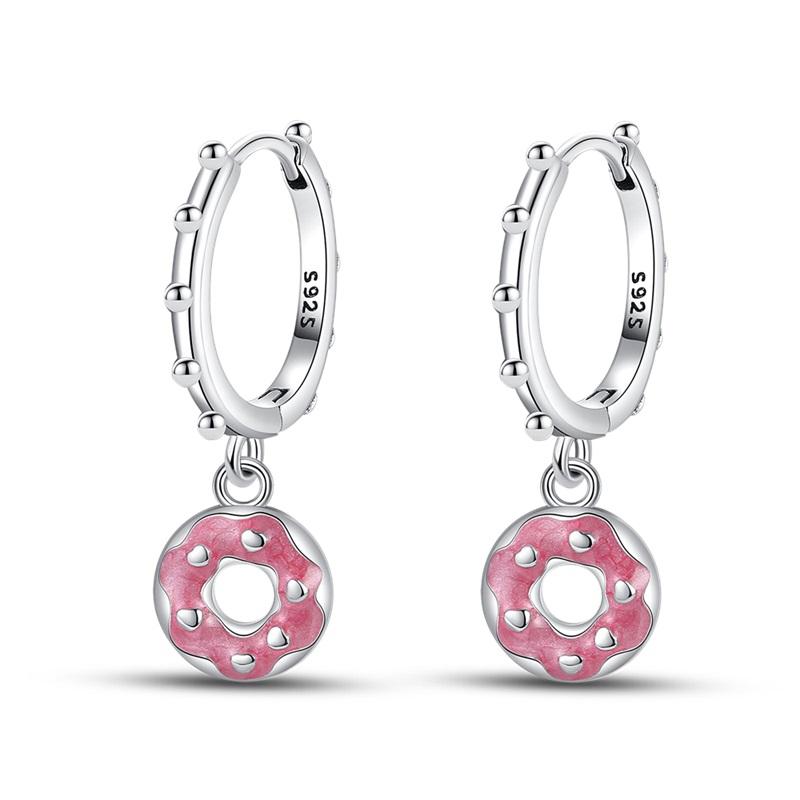 Original 925 Sterling Silver Purple Flower Owl Earrings Women 2025 Zircon Ear Studs Sparkling Pave Hoop Earring Jewelry Gift