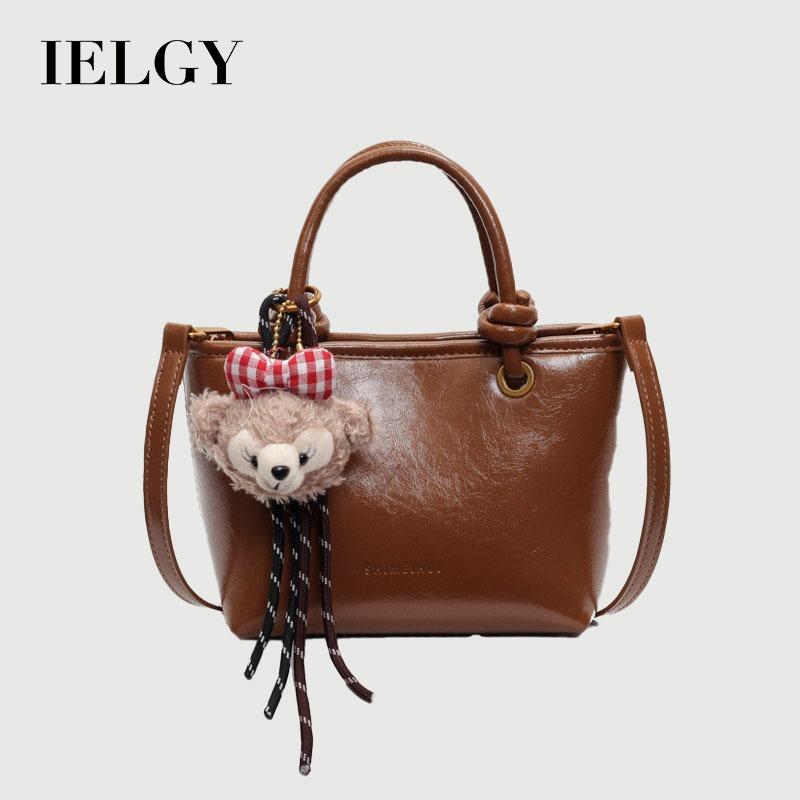 Ielgy Autumn Winter All-Match Fashion Cross-Body Red Portable Shoulder Bucket Bag