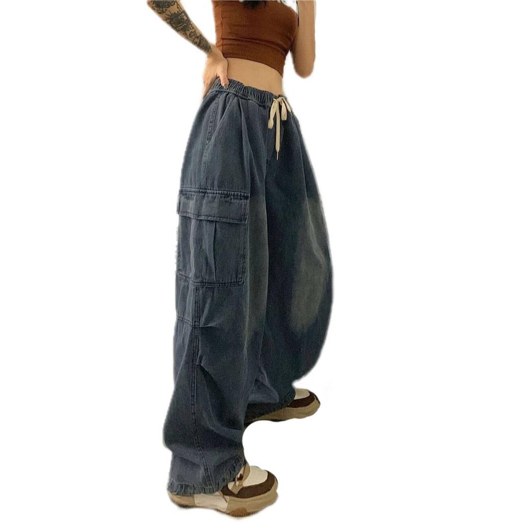 Американские женские уличные брюки свободного кроя с нашивками в стиле ретро