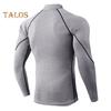 Мужской спортивный топ 3D Slim Fit с высокой эластичностью и воротником-стойкой, быстросохнущий, с длинными рукавами, облегающий, компрессионный, для коррекции фигуры, для бега, баскетбола, спортзала