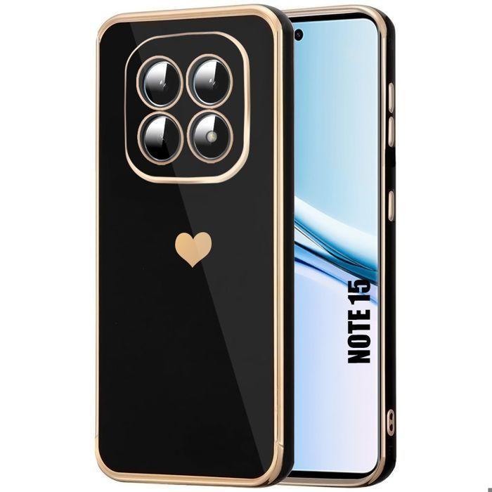 Coque pour Xiaomi Redmi Note 15 5G/4G, Silicone Motif Cœur Antichoc Anti-Rayures Slim - Noir