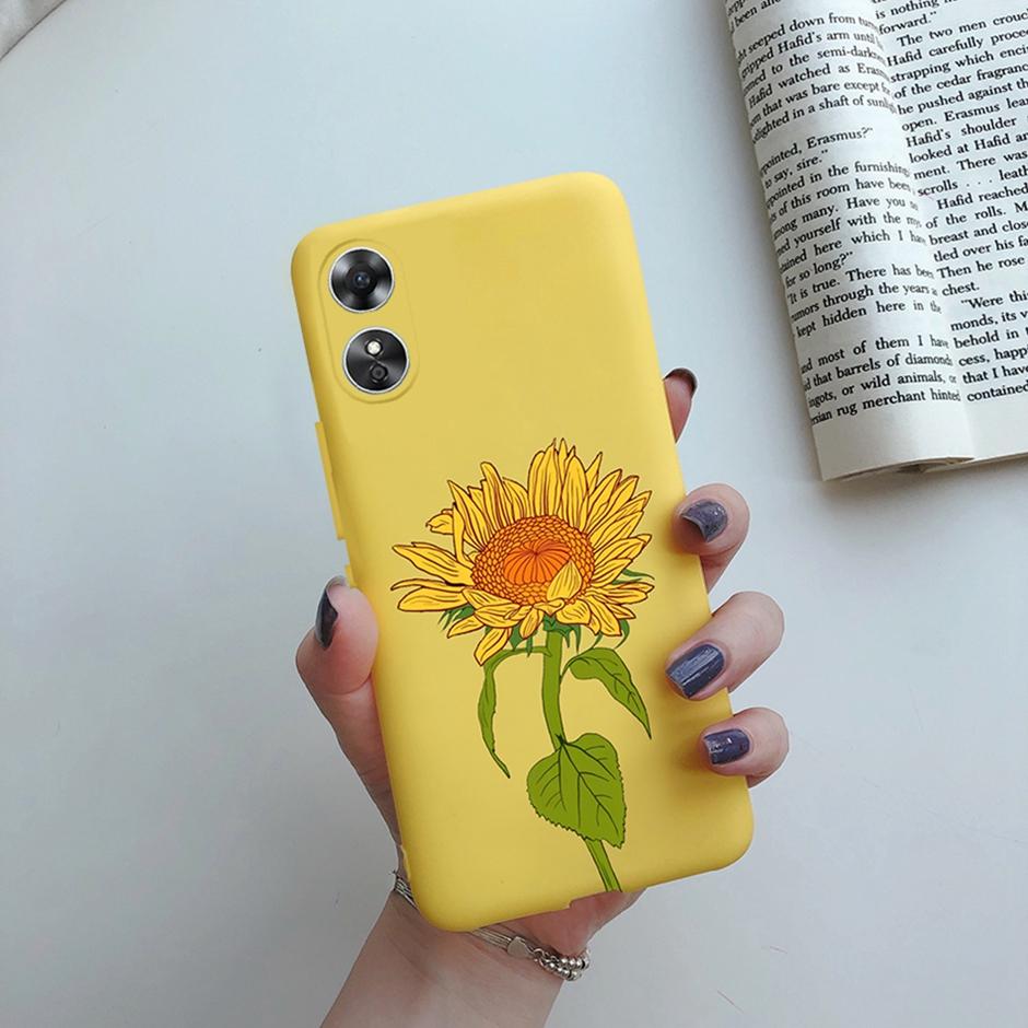For OPPO A17 Phone Case CPH2477 Flower Butterfly Casing TPU Soft Silicone Back Cover for Oppo A17 A 17 Shell OppoA17 Bumper Capa
