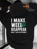 Men's "I Make Weeds Disappear" Pattern Hoodie - Grey Casual Pullover with Bold Print, Loose Fit, Machine Washable