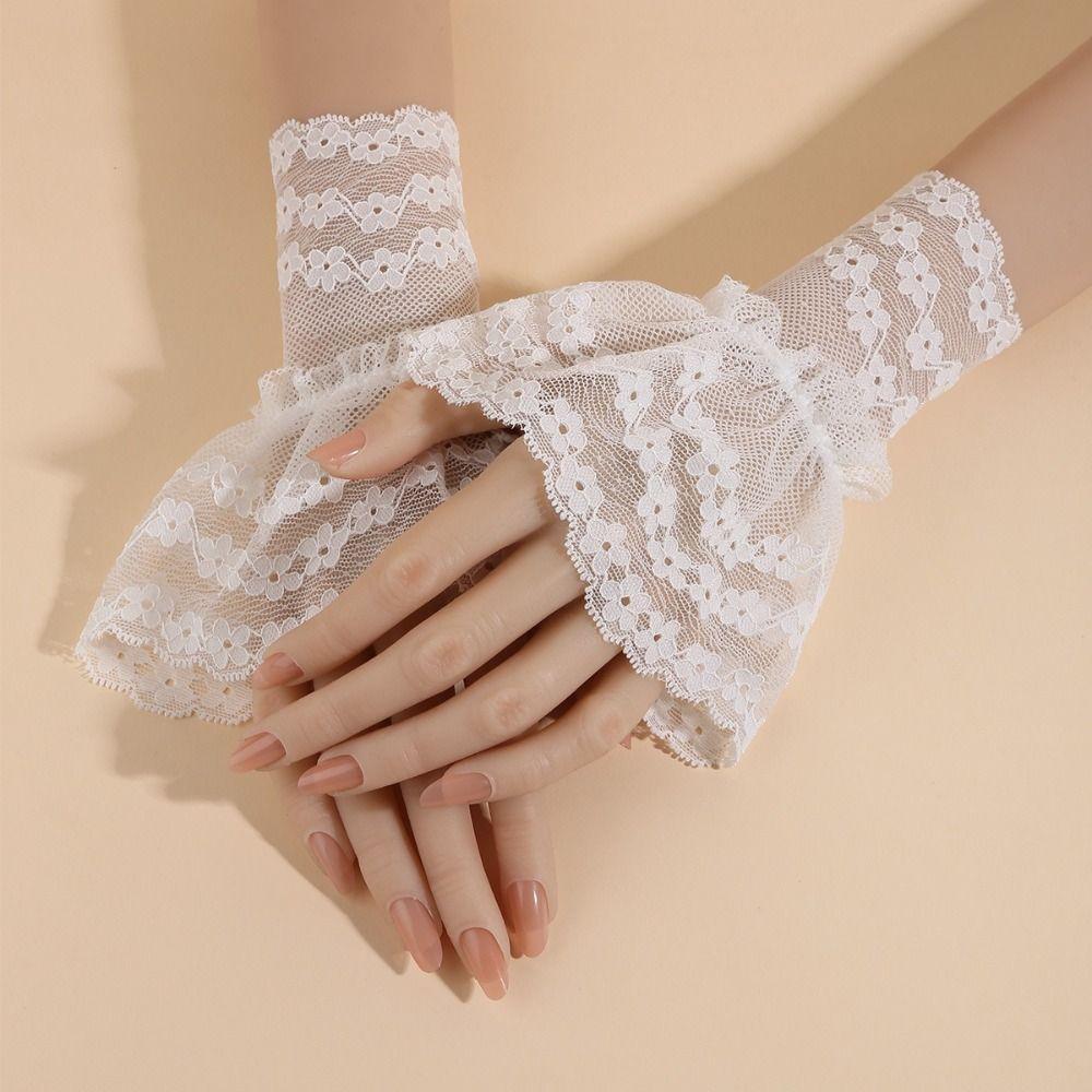 New Embroidery Fake Cuff Detachable White False Sleeve Cuffs Clothing Accessory Nail Art Accessories