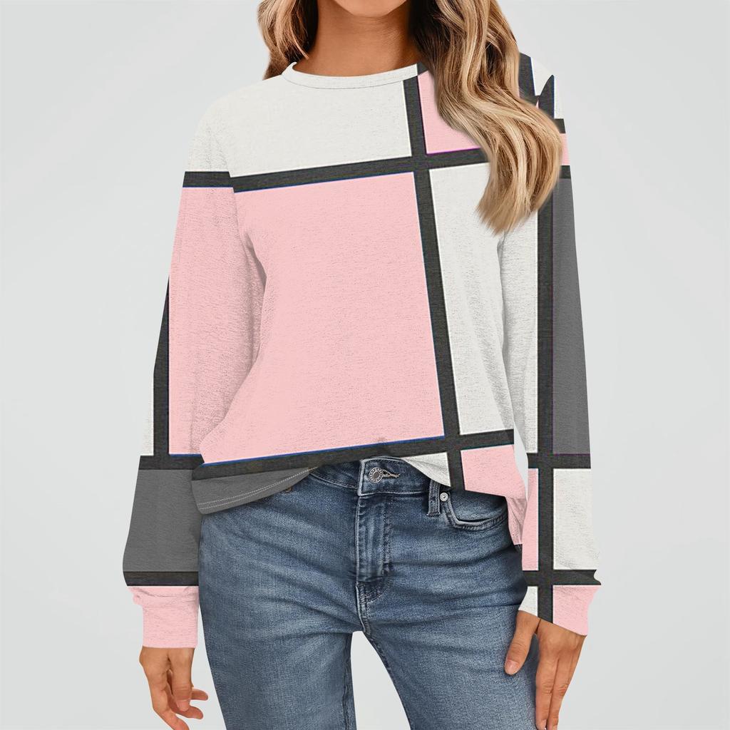 Women's Fashion Long Sleeve Shirts Loose Fitted Crewneck Basic Tops Casual Outfits