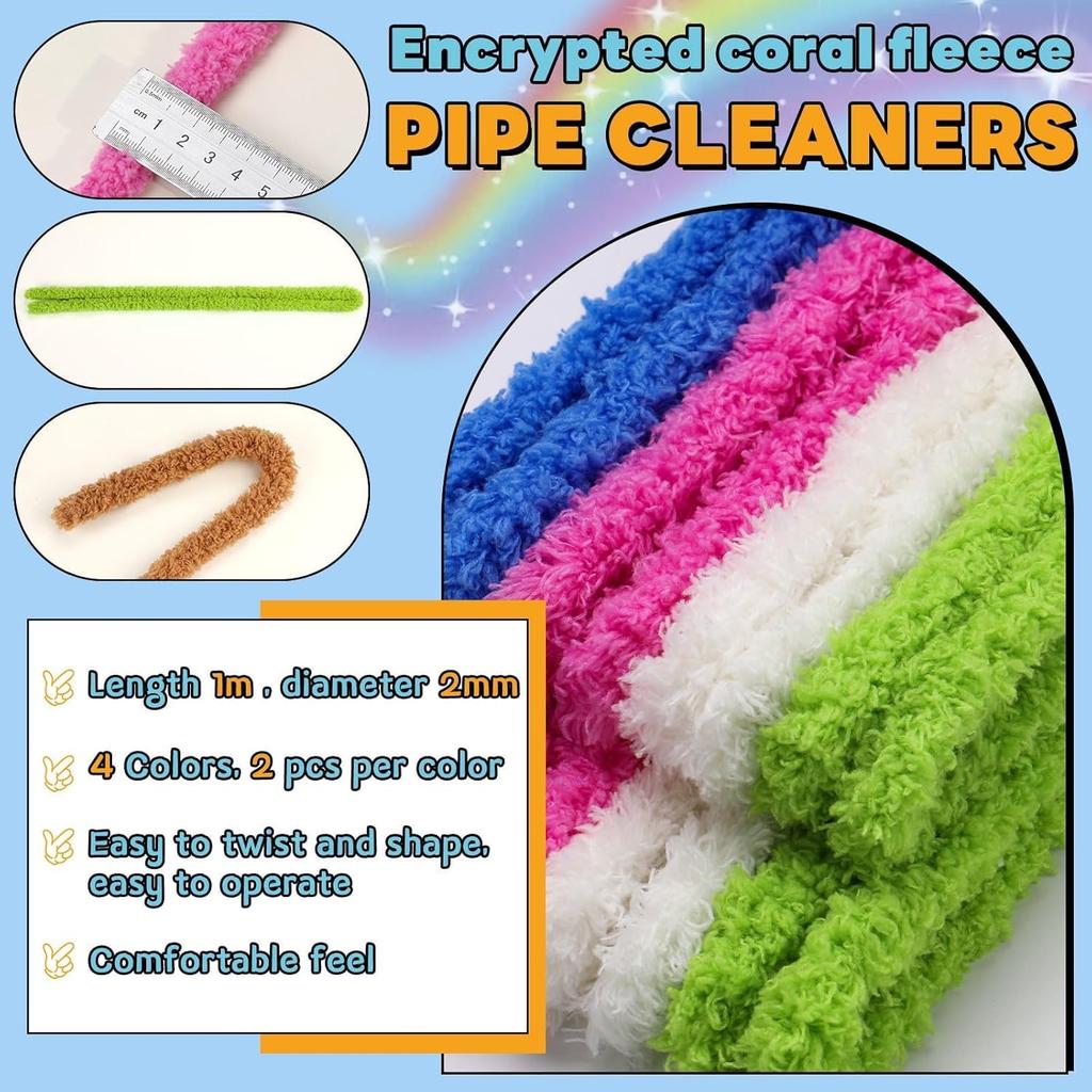 51 набор для поделок из синельной проволоки, включая 8 шт. коралловой синельной проволоки и 43 других аксессуара для изготовления коралловой синельной проволоки, принимающей форму.