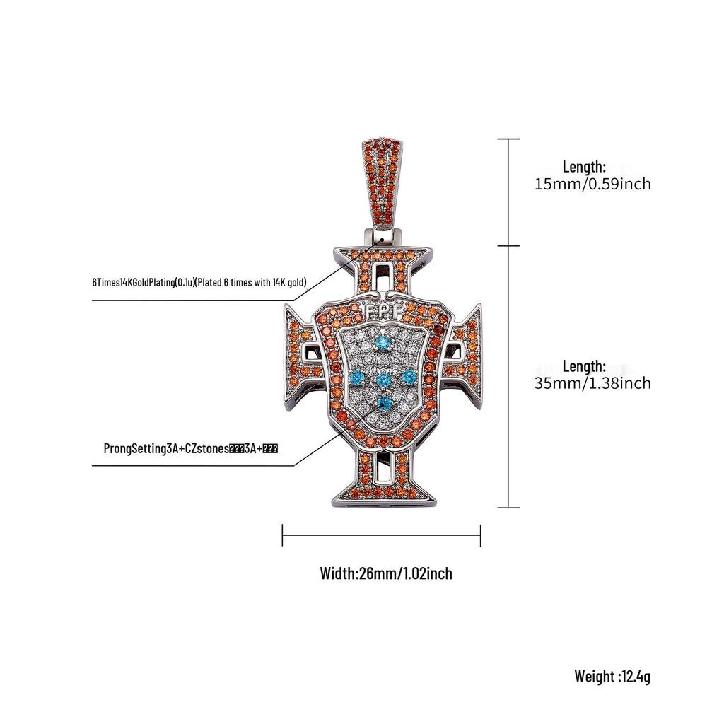 Красочная подвеска в стиле хип-хоп с эмблемой футбольного клуба, выполненная в технике перегородчатой эмали