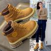 Autumn New Women's British Style Vintage Genuine Leather Worker Boots Fashion Round Head Leisure Ankle Boots