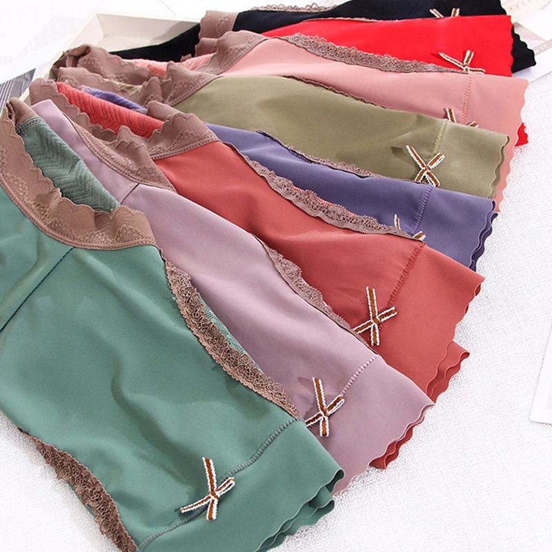 Women's Cotton Briefs Panties High Waist Sexy Lace Bowknot Panties Underwear Lingerie