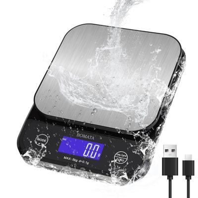 BOMATA Кухонные аккумуляторные весы с сухим двойным питанием, полный обзор, сенсорный датчик, нержавеющая сталь, измерение, цифровое измерение, маленькие весы B608, водонепроницаемые, IP65,