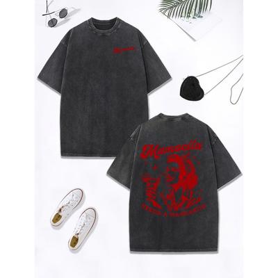 Мамочке нужна маргарита Лимонные принты Выстиранные футболки Женская хлопковая футболка оверсайз С круглым вырезом Поношенные топы Одежда