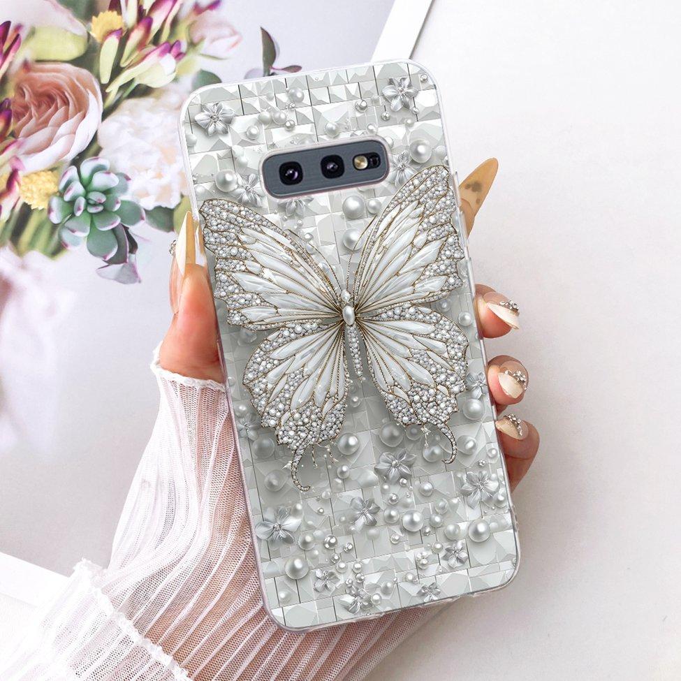 5.8'' Cover For Samsung S10e Case SM-G970F Clear Cute Kawaii Fashion Butterfly Funny Painted Casing For Samsung Galaxy S10e