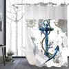 Морская шторка для душа без крючков со вставной подкладкой, Якорь Штурвал Корабля Гостиничные Шторы для Ванной Декоративные для Ванной Комнаты, Океанский Прибрежный Морской Домашний Декор,