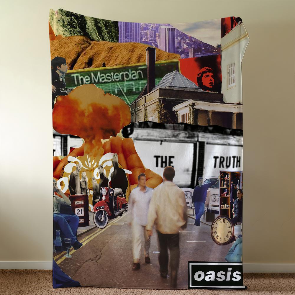 Blanket Throw O-OasiS-ES Super Cosy Plush Living Room Sofa Rock Album Couch Childish Band Birthday Gifts