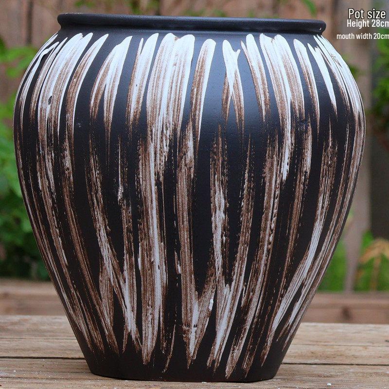Vintage Ceramic Pot for Indoor/Outdoor Use – Large, Breathable Coarse Pottery for Green Plants, Tall Wide Mouth Design for Bougainvillea & Succulents
