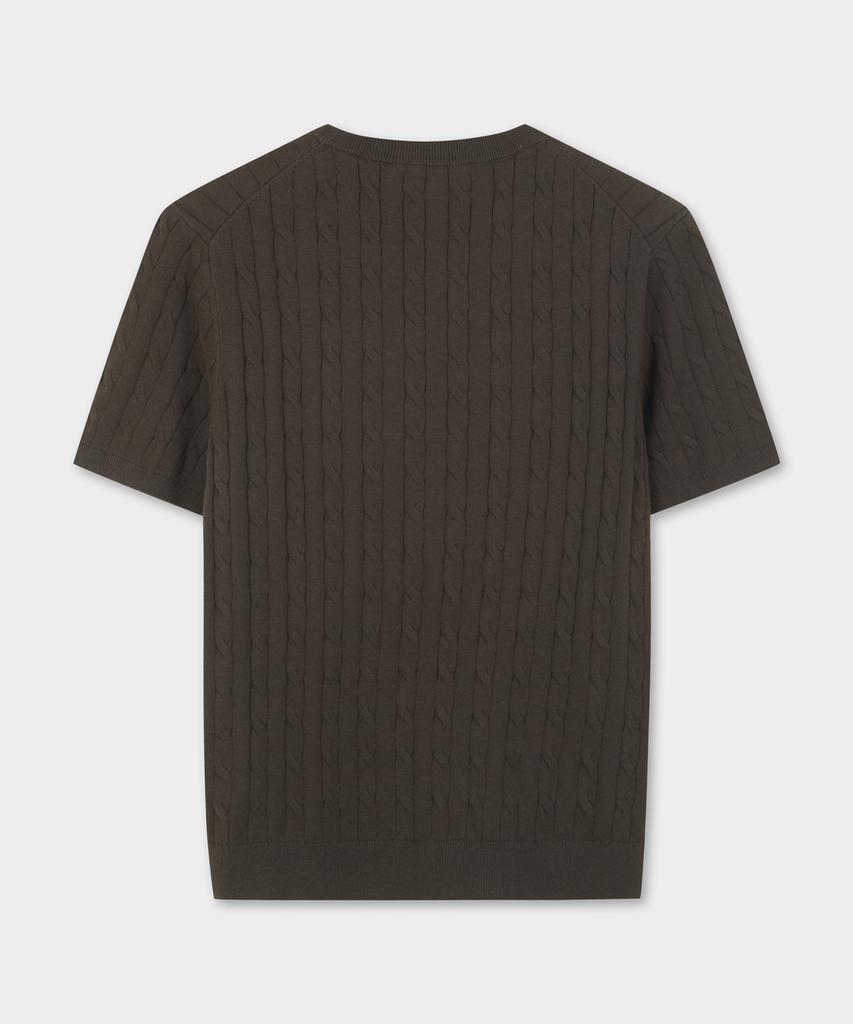 BROOKS BROTHERS Cotton Cable Crew Neck Short Sleeve Sweater (Brown) (Bbwrmog203)