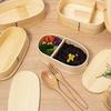 Lunch Box Set Japanese   Wooden Food Storage Container for Students Workers 19x10x9.5cm