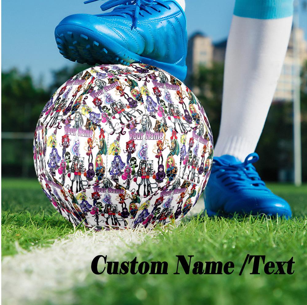 Custom Text Size 5 Soccer Ball, Standard Match Football For OutdoorMonster High