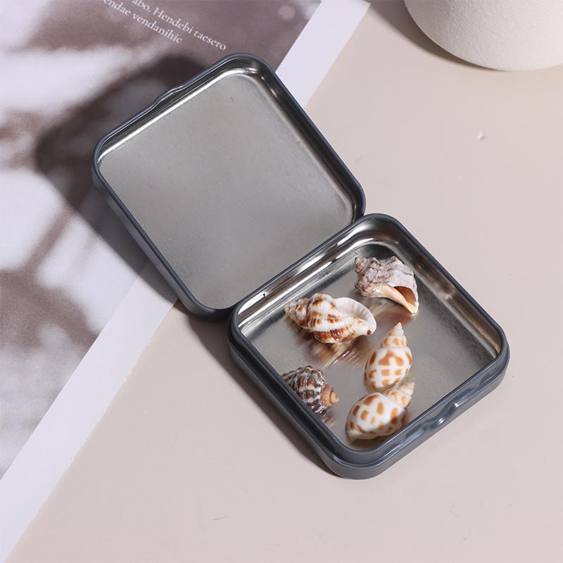 Мини-контейнер из металлической жести, квадратный откидной ящик для хранения с петлями, небольшой футляр для ювелирных изделий, монет, конфет, презервативов, органайзер, портативная коробка