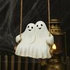 Статуэтка Качели Привидения для Пары на Хэллоуин из Смолы, Белое Привидение, Качающаяся Фигурка, Милая Скульптура Привидения для Сада, Патио, Двора, Декора
