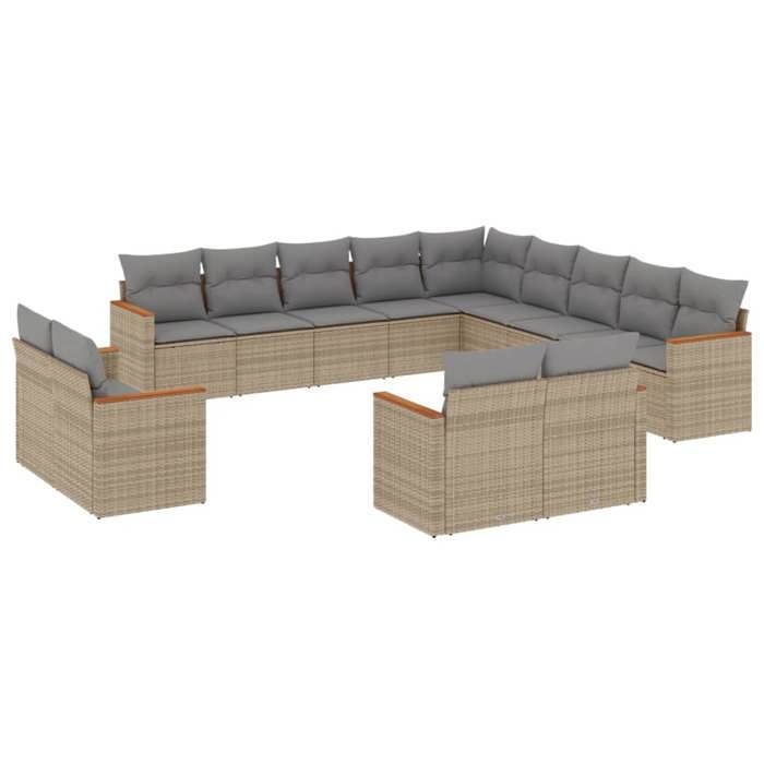 VidaXL Salon de Jardin avec Coussins 13 pcs, Canapés de Terrasse, Ensemble de Meubles de Patio, Mobilier d'Extérieur, 3226528