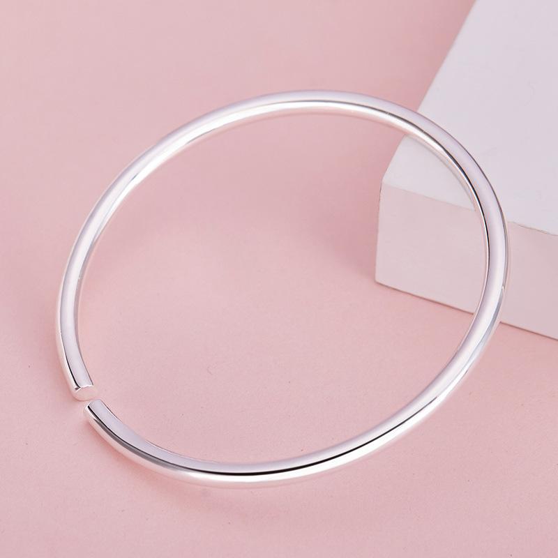 Women's Bracelet Smooth Face Bracelet Fashionable Silver Plated Jewelry Solid High Gloss Light Body Bracelet Korean Edition for Men and Women