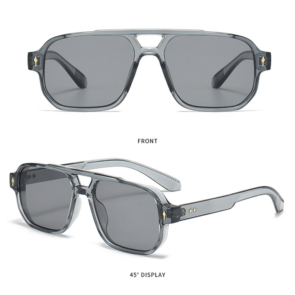 Модные ретро мужские солнцезащитные очки с двойной переносицей, защита UV400, заклепки, солнцезащитные очки, квадратные дизайнерские очки-авиаторы для женщин и мужчин