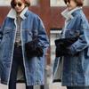 Warm Winter Denim Jacket Women Fashion Autumn Lining Jeans Long Coat Women Bomber Jackets  Denim Jacket